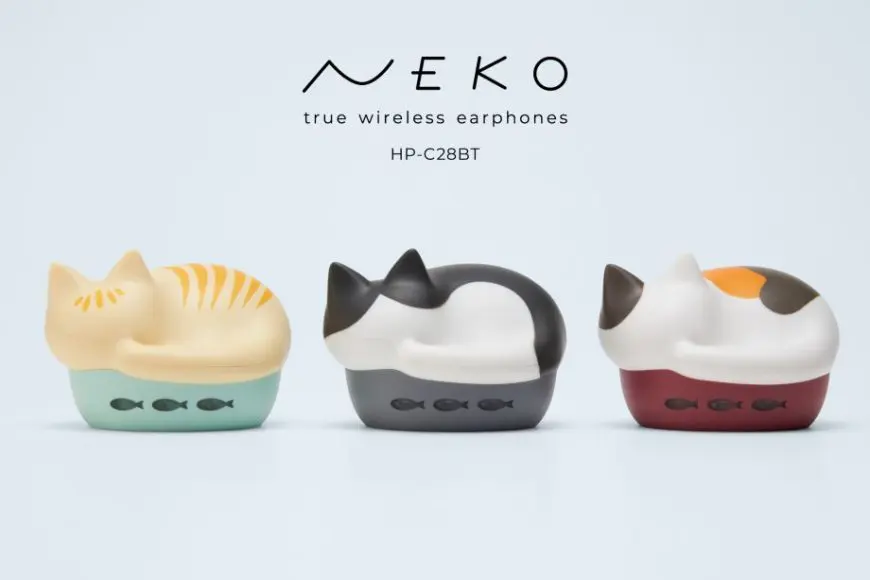 ラッキ(⁠。⁠•̀⁠ᴗ⁠-⁠)⁠✧ネコ 2点セット 猫モチーフの完全ワイヤレスイヤホン「ラディウスのNEKO」に新色3種が
