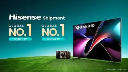 Hisense、100インチ以上とレーザーテレビで2025年の世界テレビ出荷台数