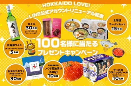 LINE公式アカウントがリニューアル記念「100名様に当たる！プレゼント 